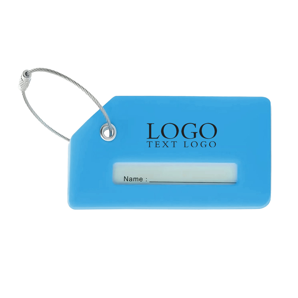 Bright Silicone Luggage Tags Light Blue with Logo