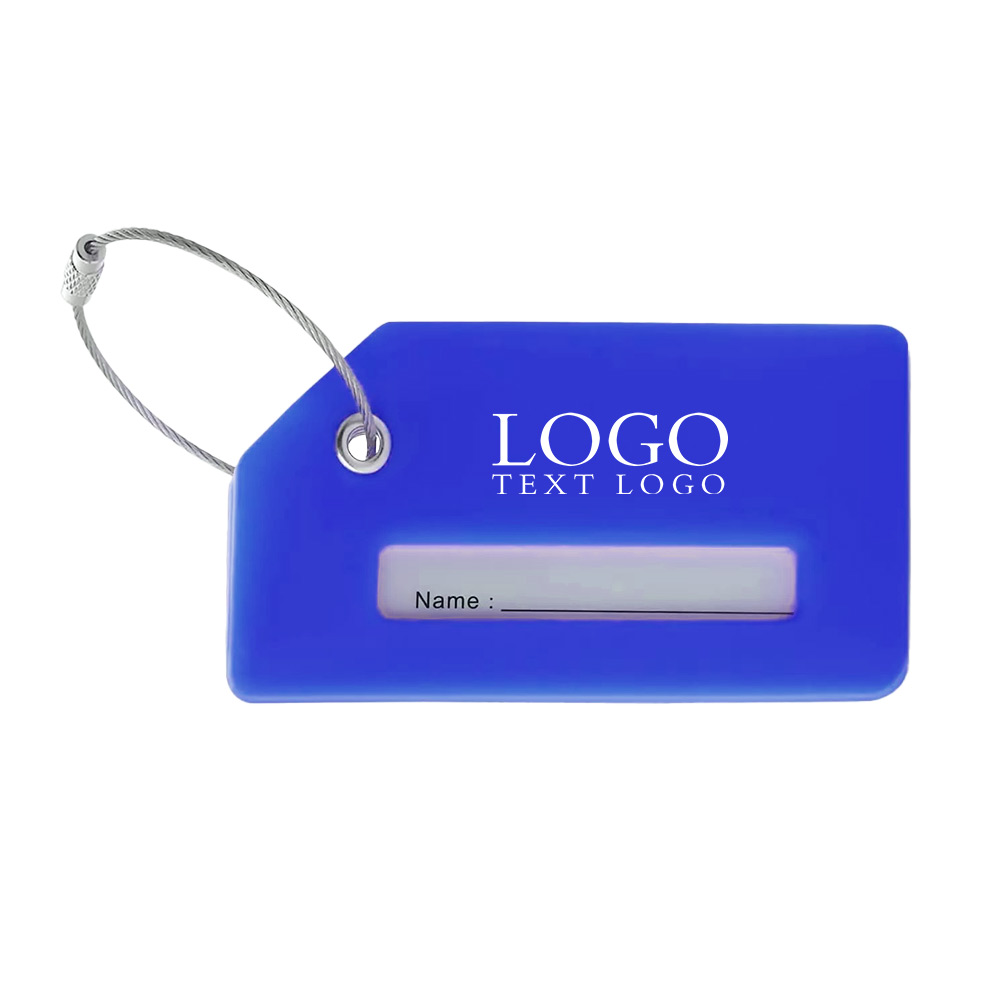 Bright Silicone Luggage Tags Royal Blue with Logo