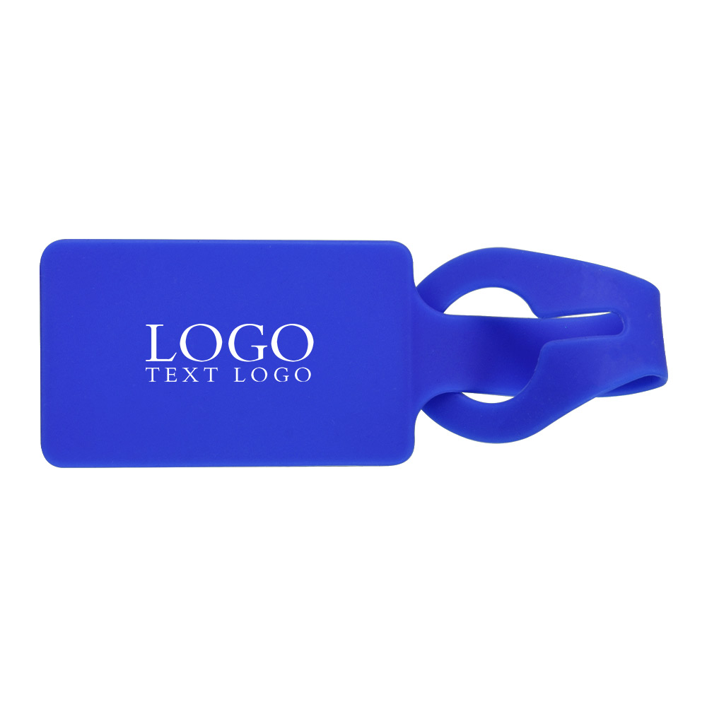Rectangular Silicone Luggage Tag Blue with Logo