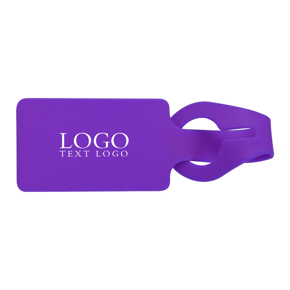 Rectangular Silicone Luggage Tag Purple with Logo