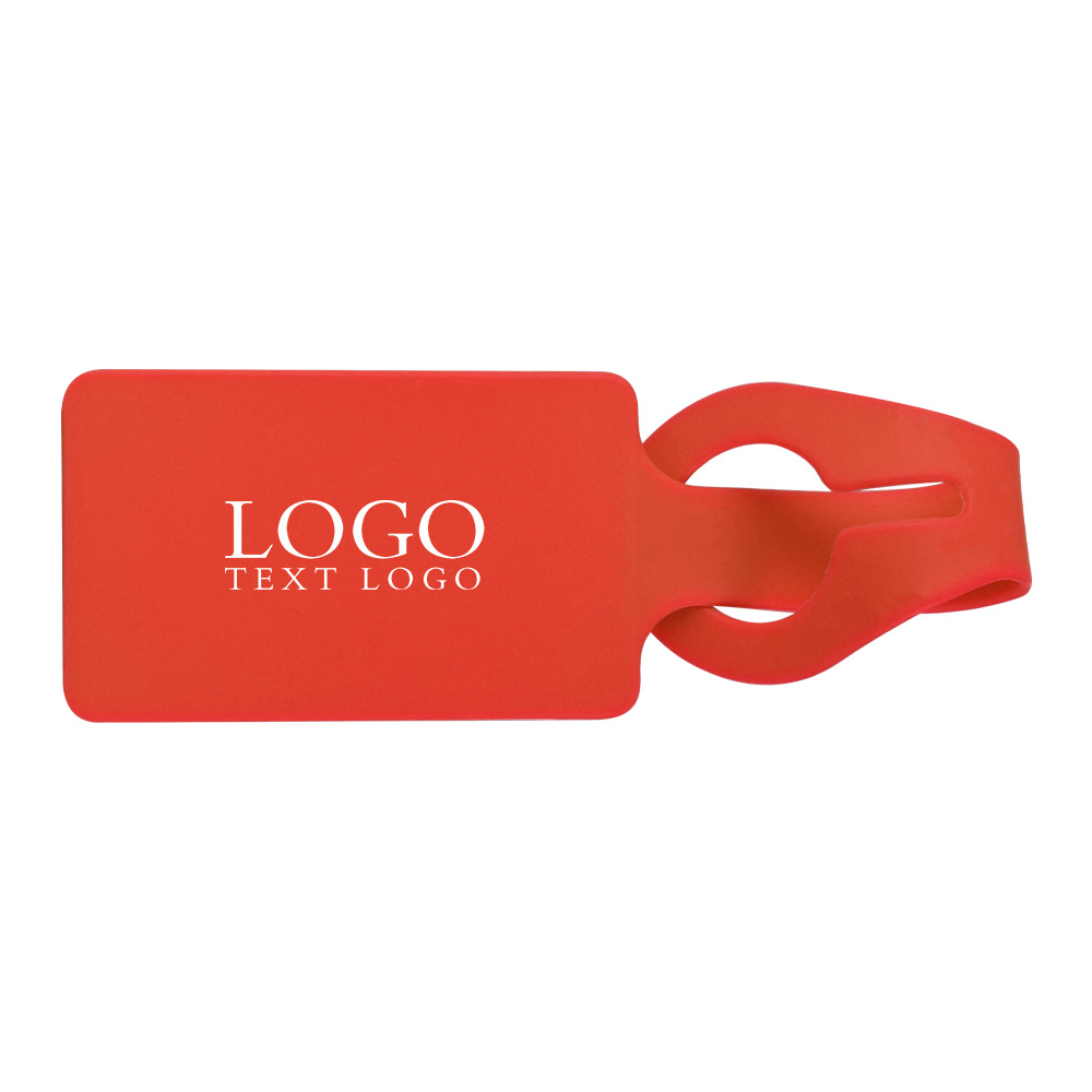 Rectangular Silicone Luggage Tag Red with Logo