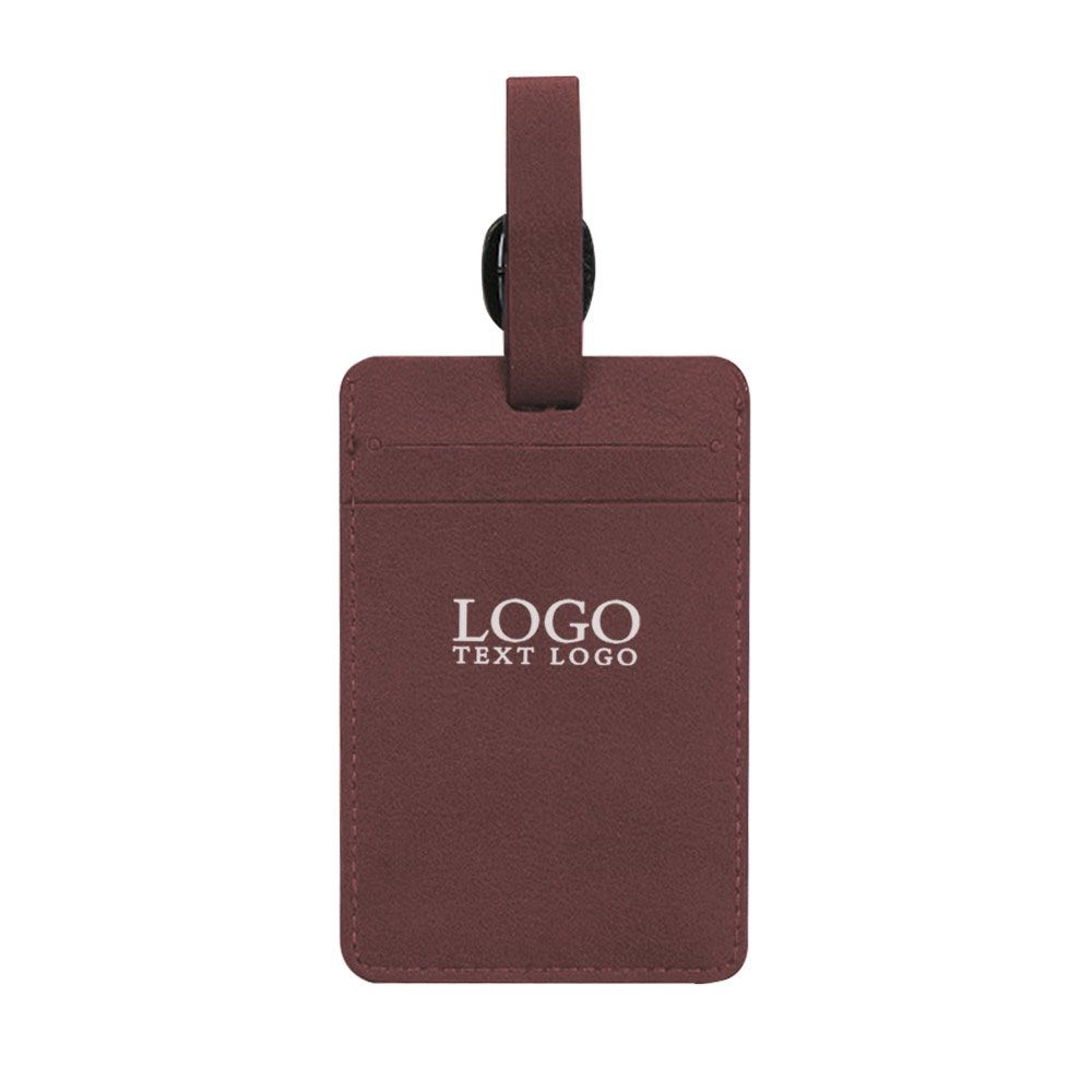 Printed Logo Leather Luggage Tag Brown with Logo Printed Logo Leather Luggage Tag Brown with Logo