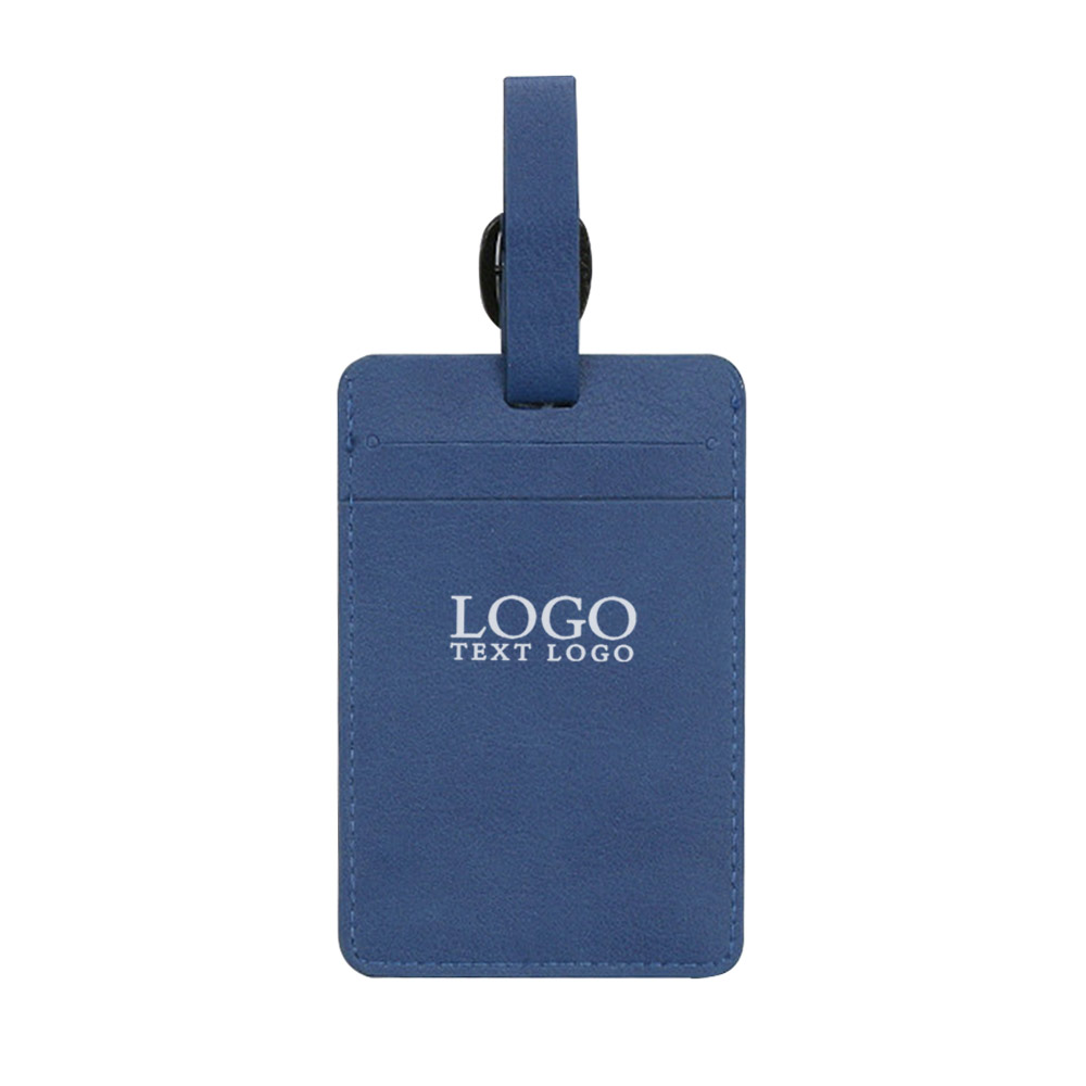 Printed Logo Leather Luggage Tag Dark Blue with Logo Printed Logo Leather Luggage Tag Dark Blue with Logo