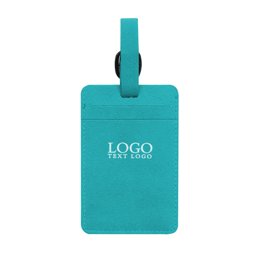 Printed Logo Leather Luggage Tag Light Blue with Logo Printed Logo Leather Luggage Tag Light Blue with Logo