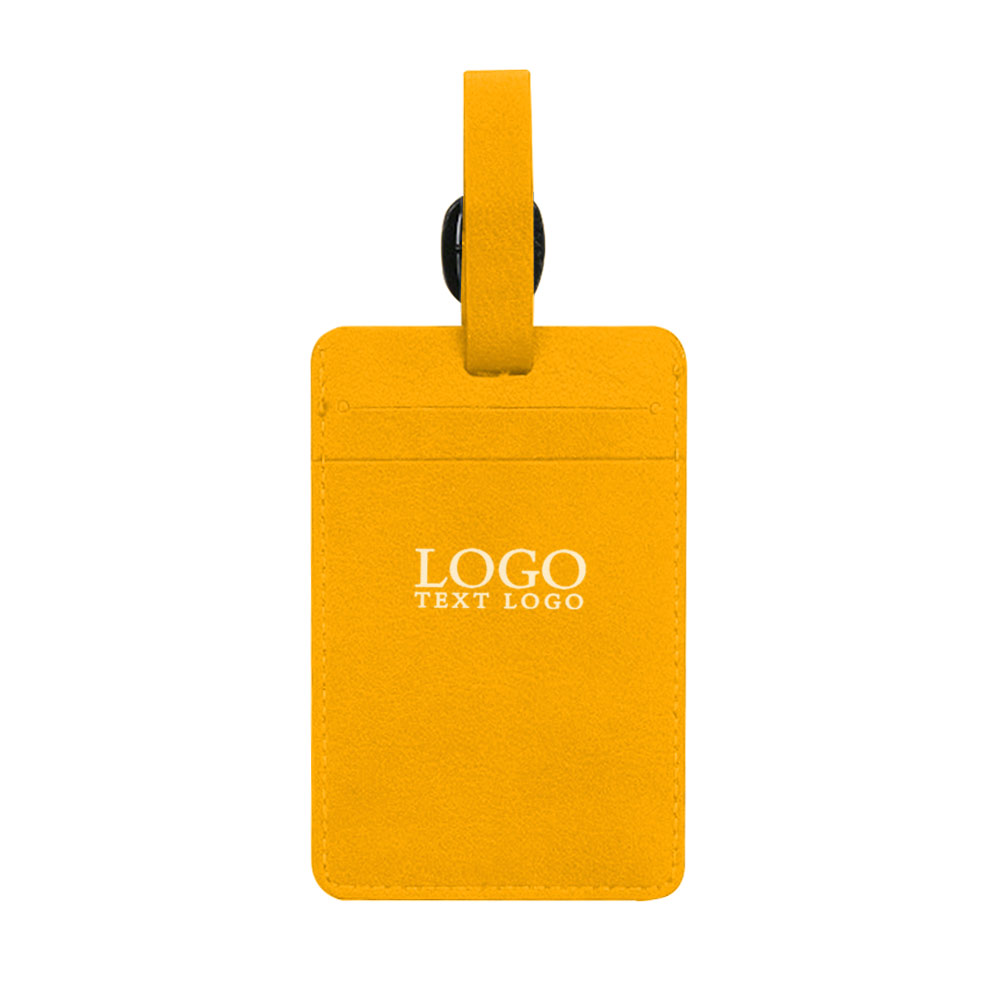 Printed Logo Leather Luggage Tag Orange with Logo Printed Logo Leather Luggage Tag Orange with Logo