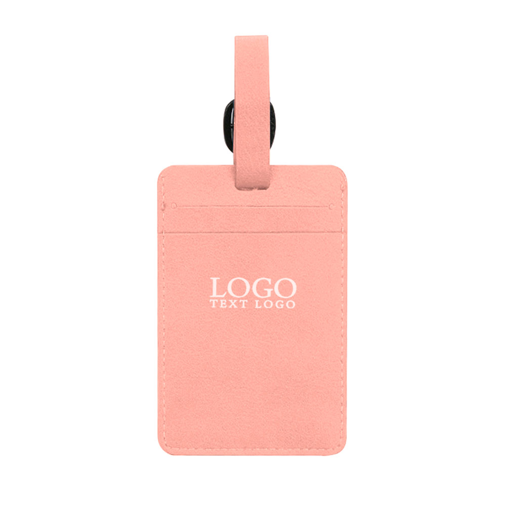 Printed Logo Leather Luggage Tag Pink with Logo Printed Logo Leather Luggage Tag Pink with Logo