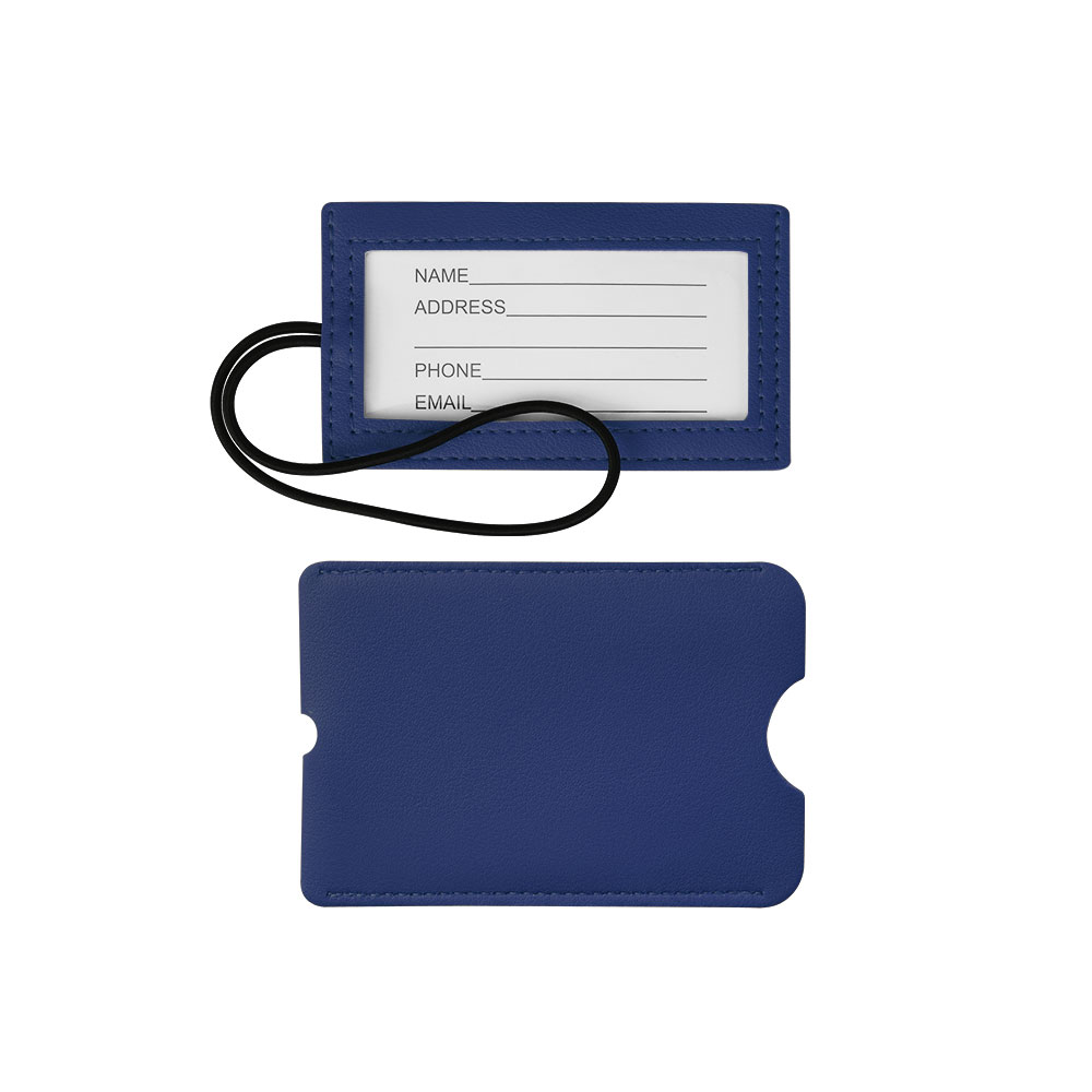 PU Leather Luggage Tag with Loop Strap Blue PU Leather Luggage Tag with Loop Strap Blue