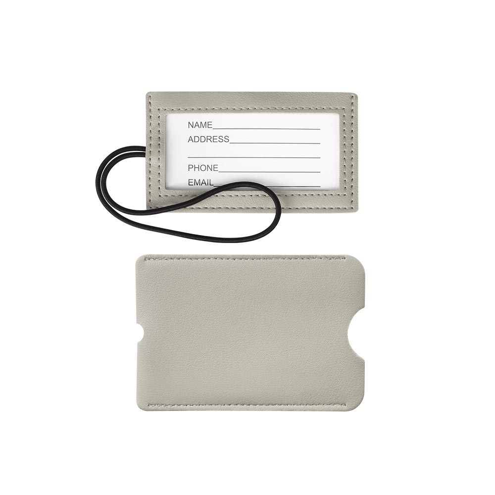 PU Leather Luggage Tag with Loop Strap Gray PU Leather Luggage Tag with Loop Strap Gray
