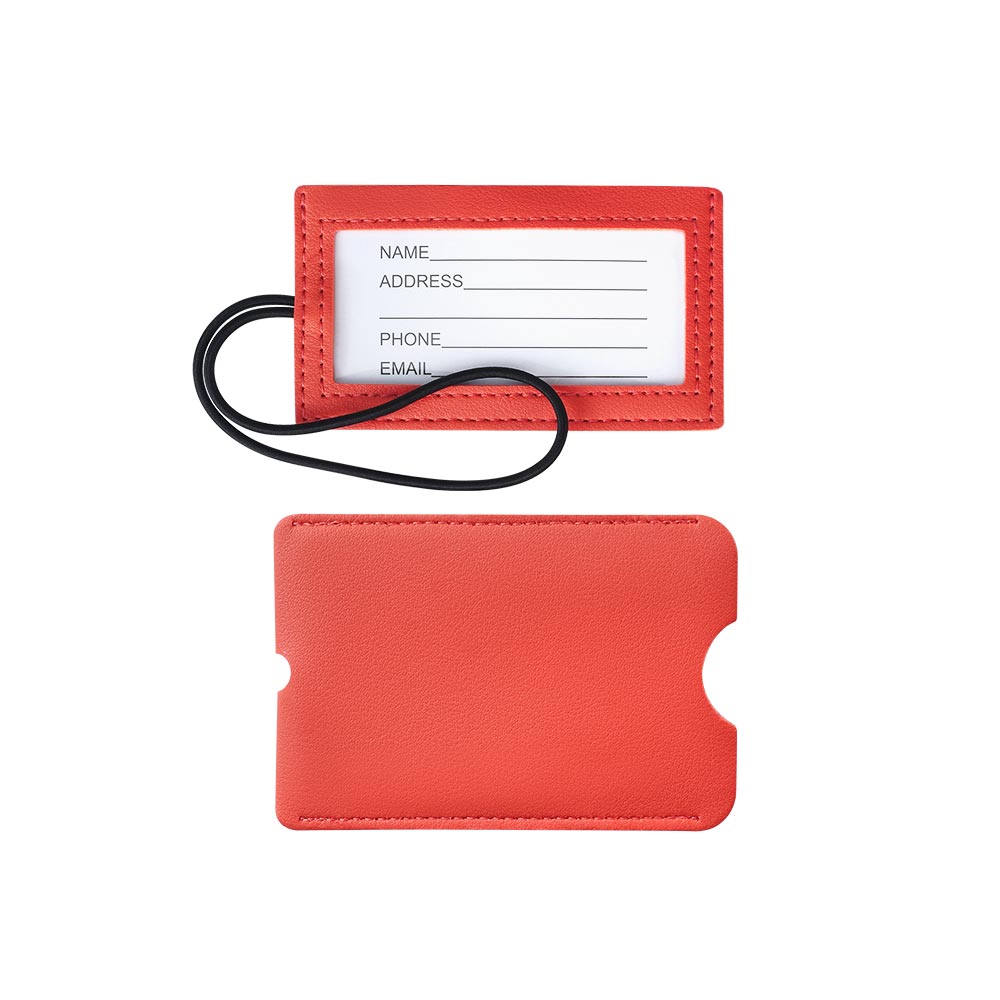 PU Leather Luggage Tag with Loop Strap Red PU Leather Luggage Tag with Loop Strap Red
