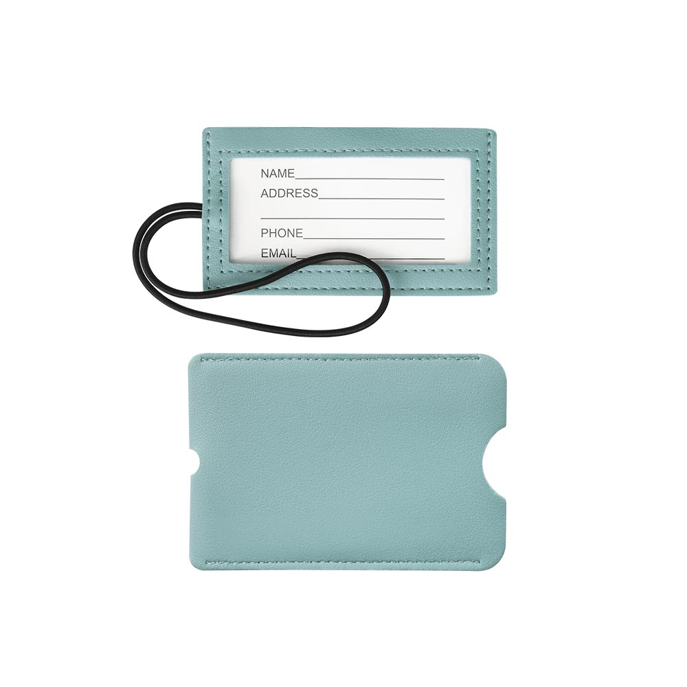 PU Leather Luggage Tag with Loop Strap Teal PU Leather Luggage Tag with Loop Strap Teal
