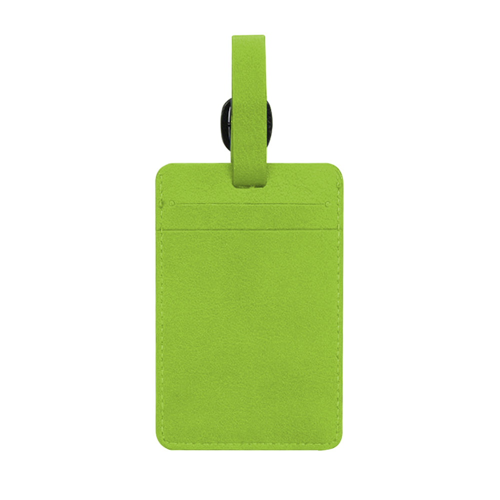 Printed Logo Leather Luggage Tag Green Printed Logo Leather Luggage Tag Green
