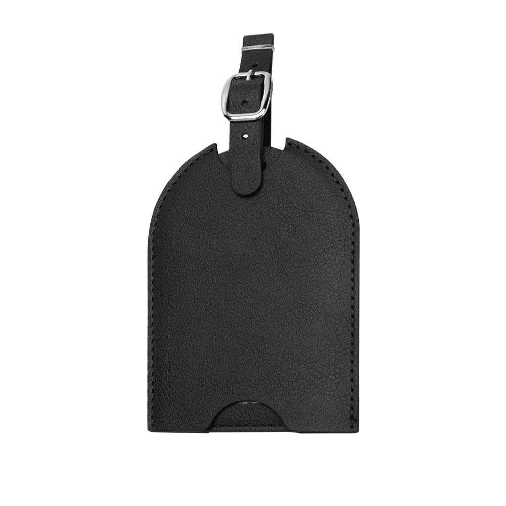 Push-Pull leren bagagelabels zwart