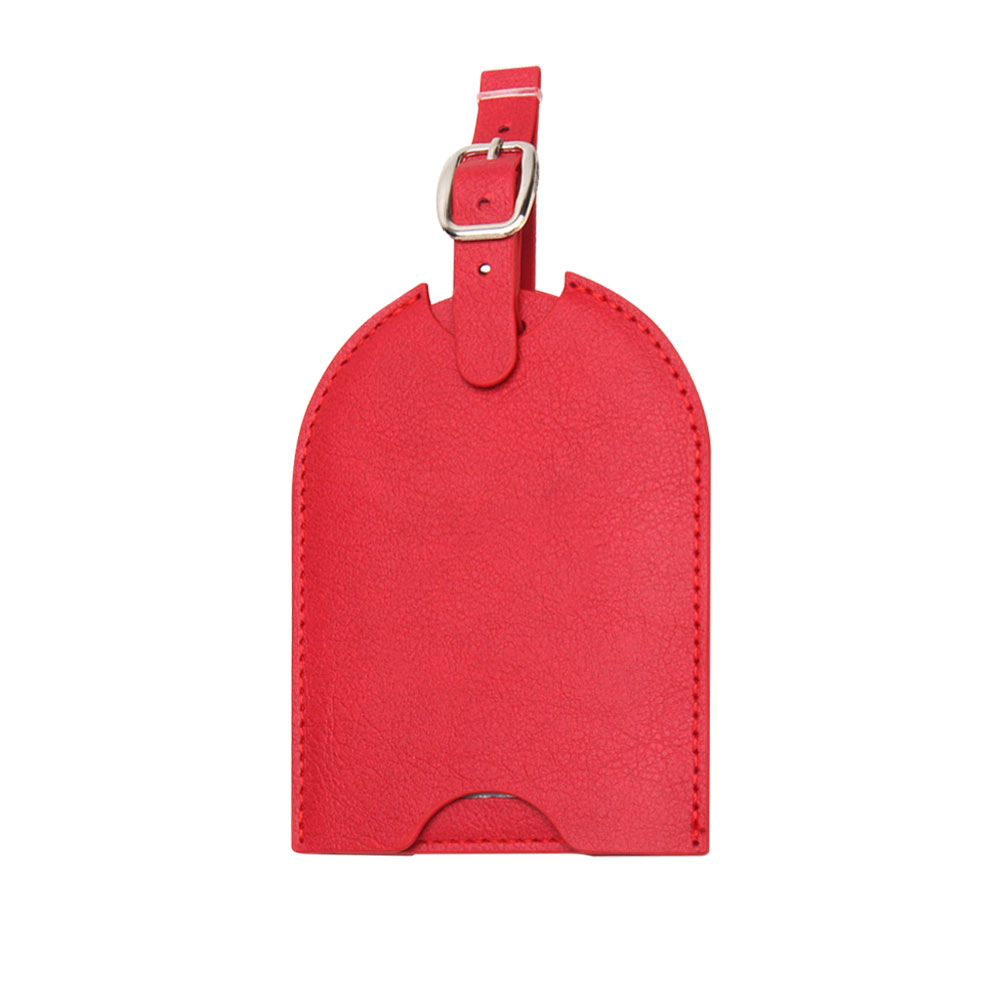 Push-Pull leren bagagelabels rood