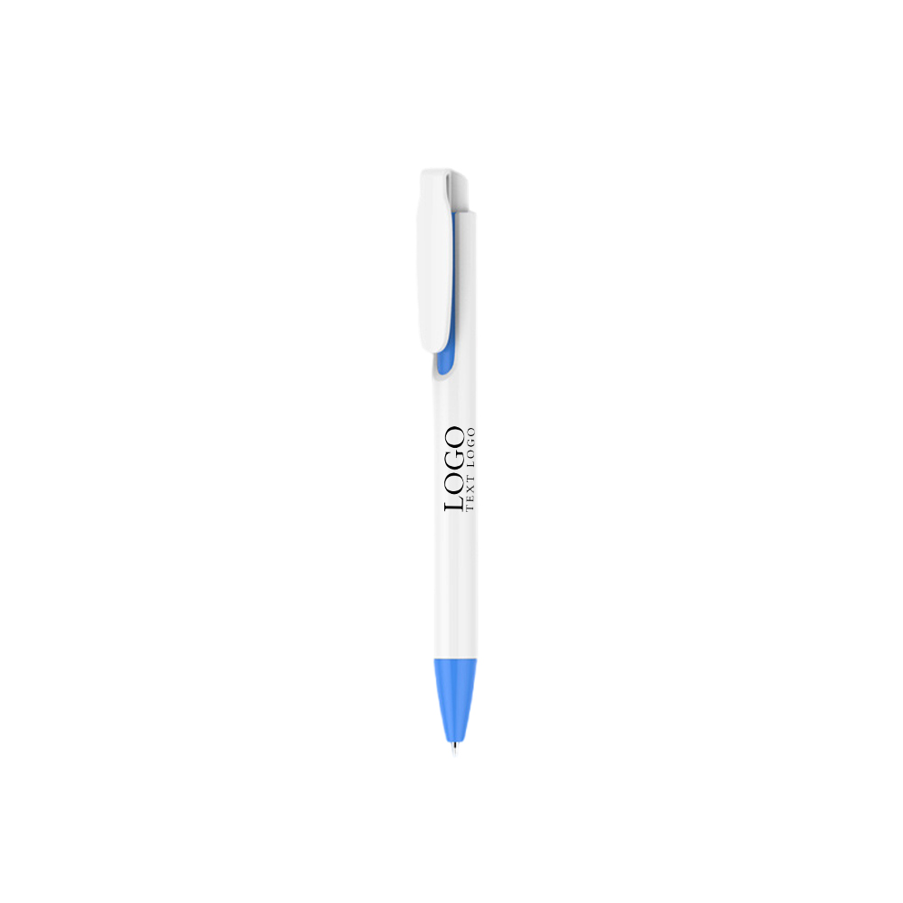 Custom Click Action Performance Pen With Clip light blue with logo