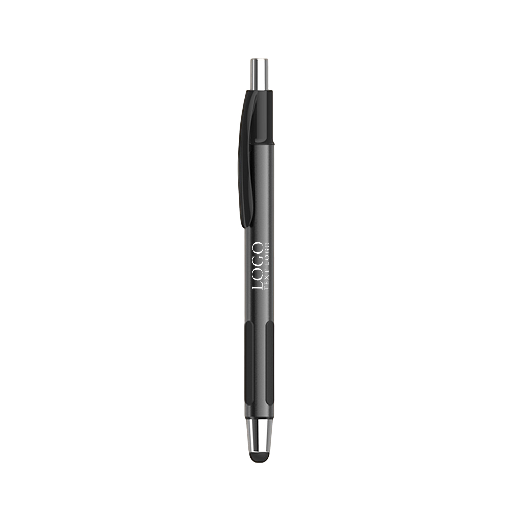 Mosaic Metallic Click Action Pen with Stylus black with logo
