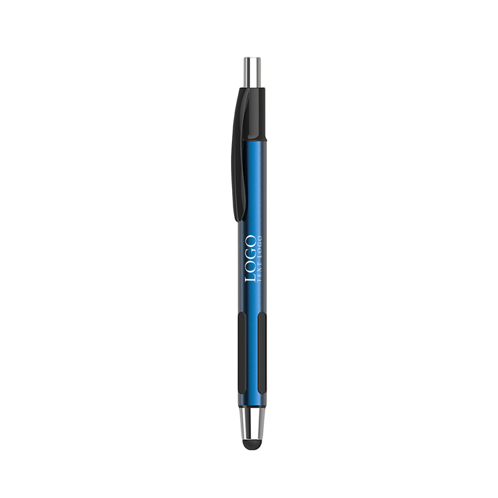 Mosaic Metallic Click Action Pen with Stylus blue with logo