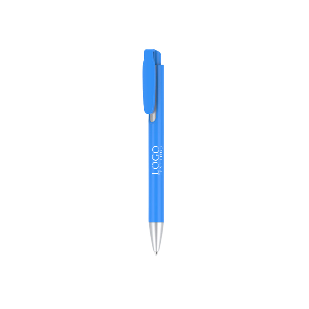 Personalized Click Action Ballpoint Pen blue with logo