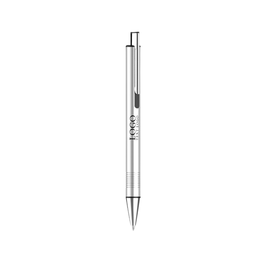 Custom Click Action Metal Construction Ballpoint Pen glacier silver with logo