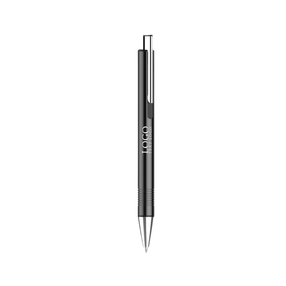 Custom Click Action Metal Construction Ballpoint Pen piano black with logo