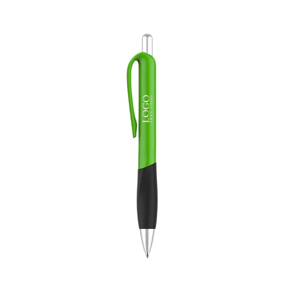 Custom Click Ballpoint Pens with Grip green with logo