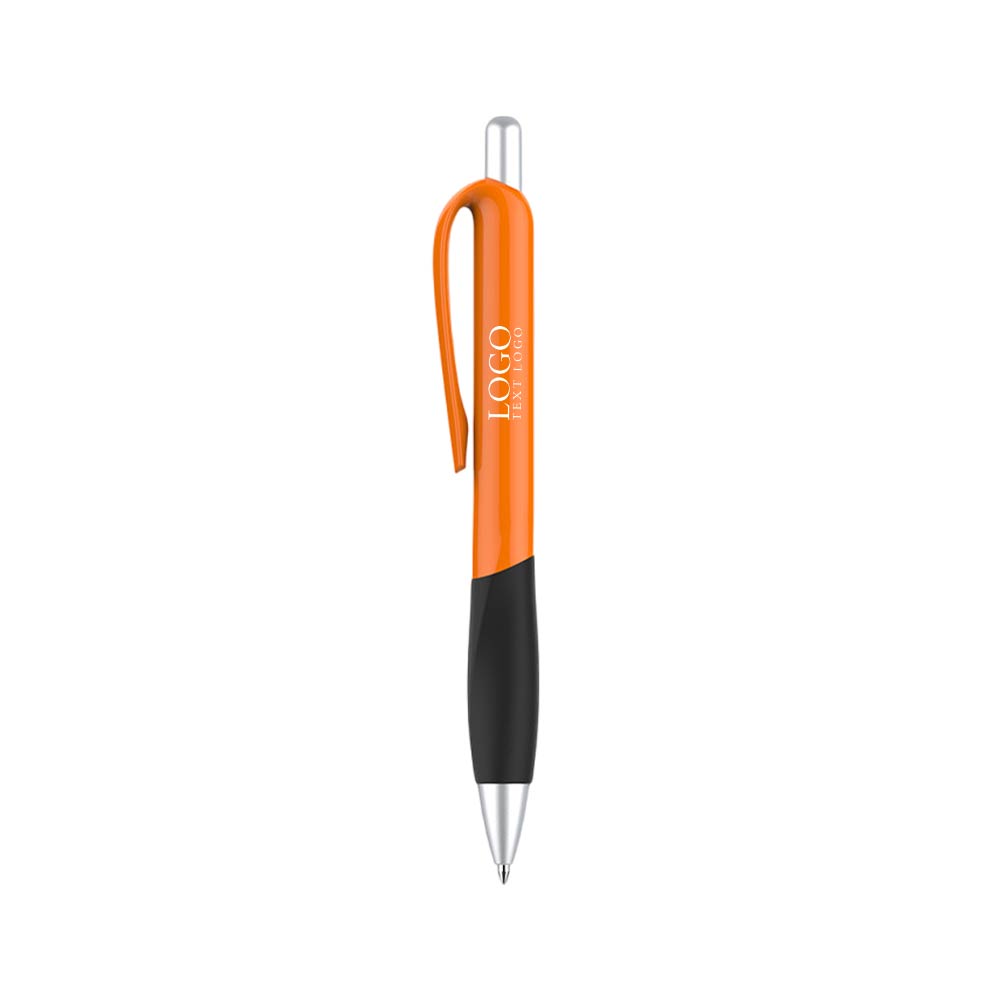 Custom Click Ballpoint Pens with Grip orange  with logo