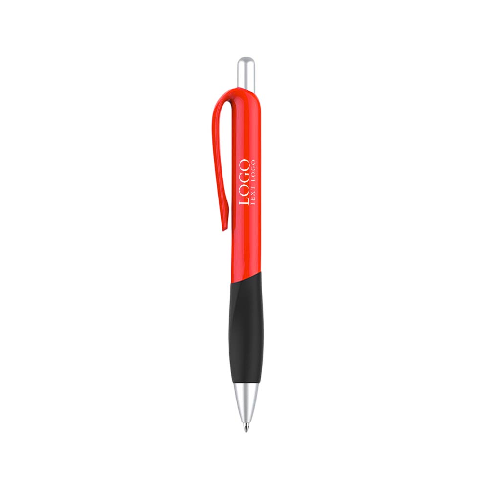 Custom Click Ballpoint Pens with Grip red with logo