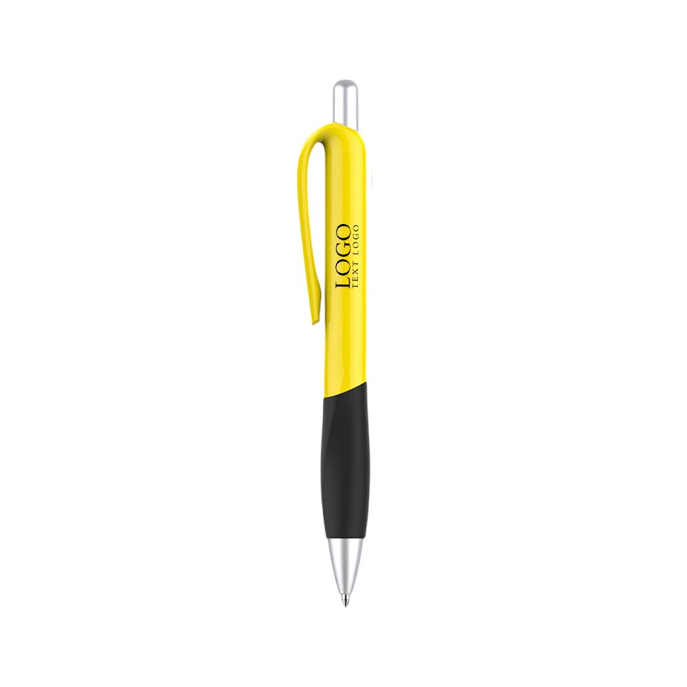 Custom Click Ballpoint Pens with Grip yellow with logo