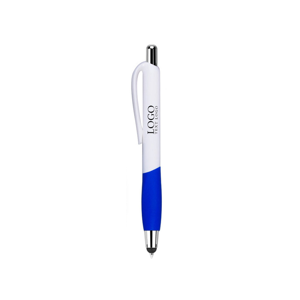 Custom Promotional Pen With Stylus blue with logo