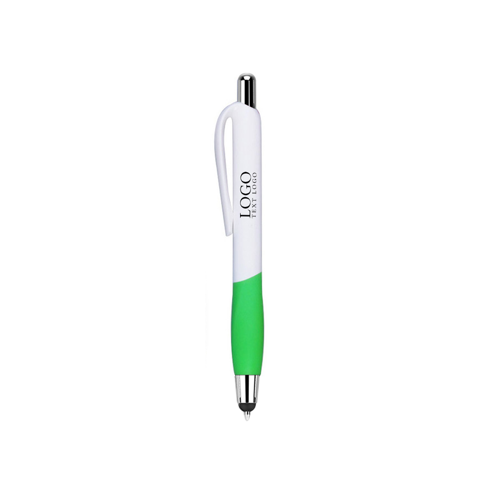 Custom Promotional Pen With Stylus green with logo