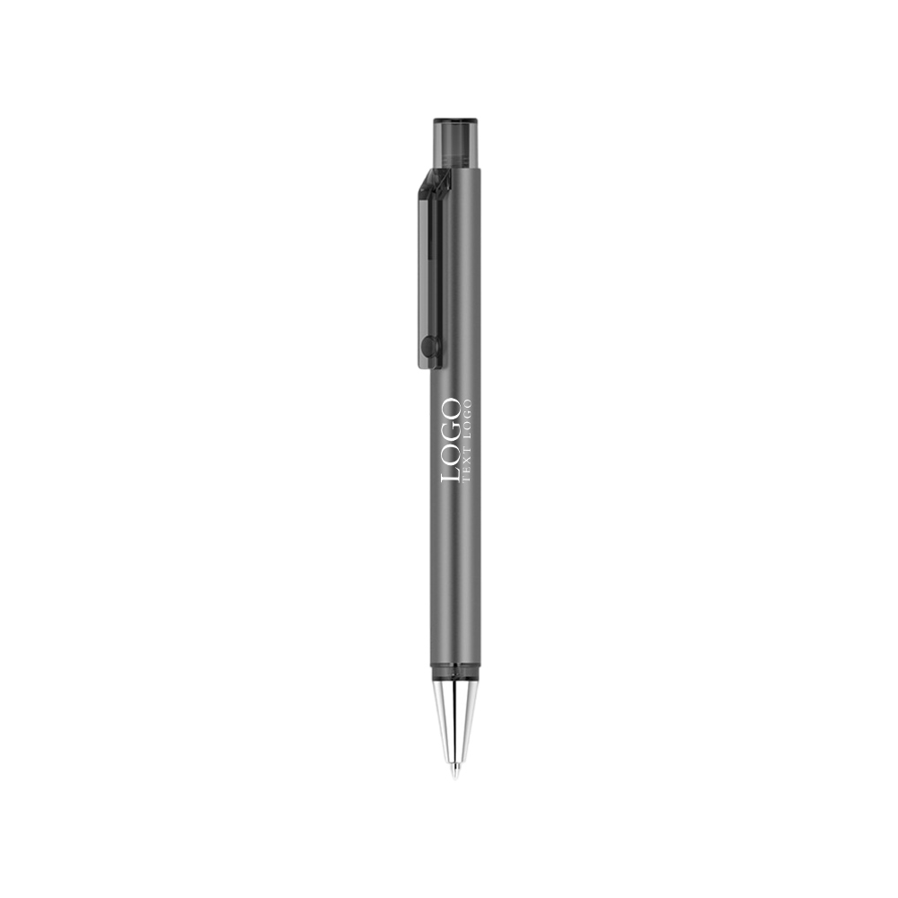 Custom Click Action Ballpoint Pen with logo gray with logo