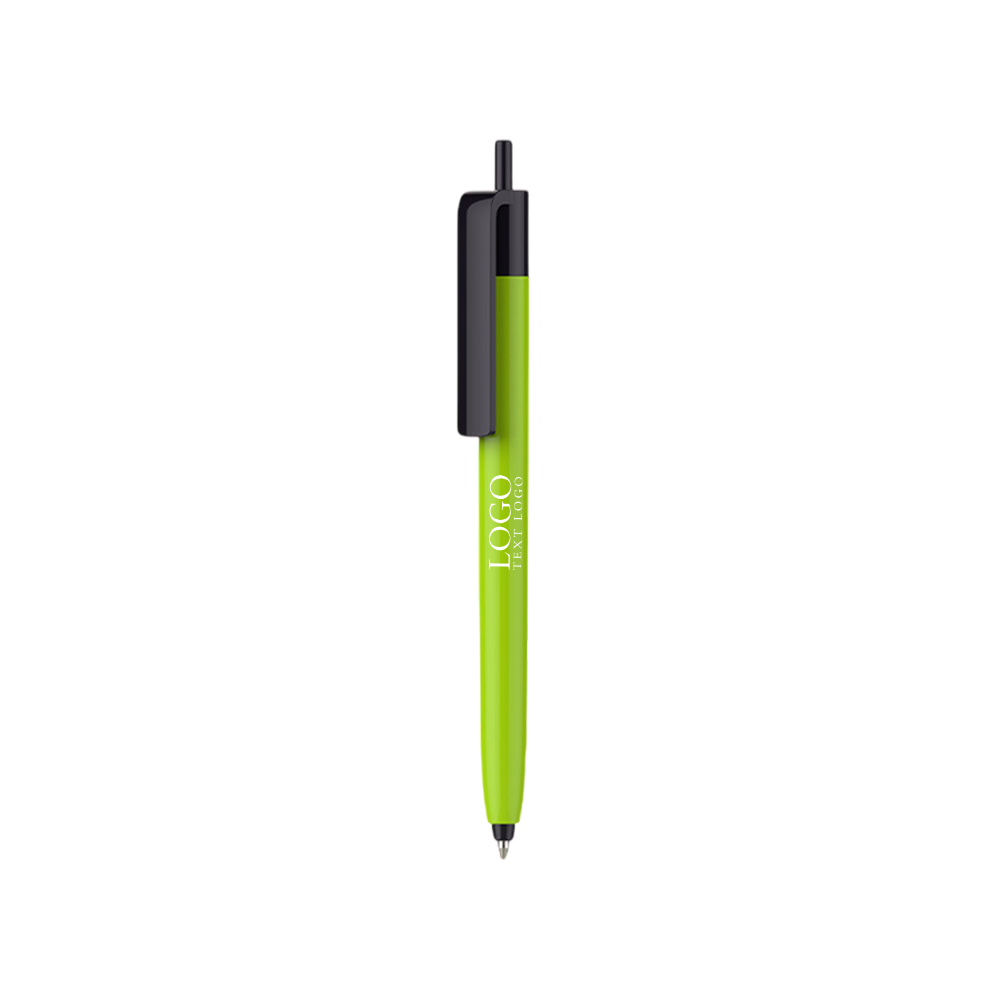 Custom Click Full-Color Pennen met Plunger groen met logo