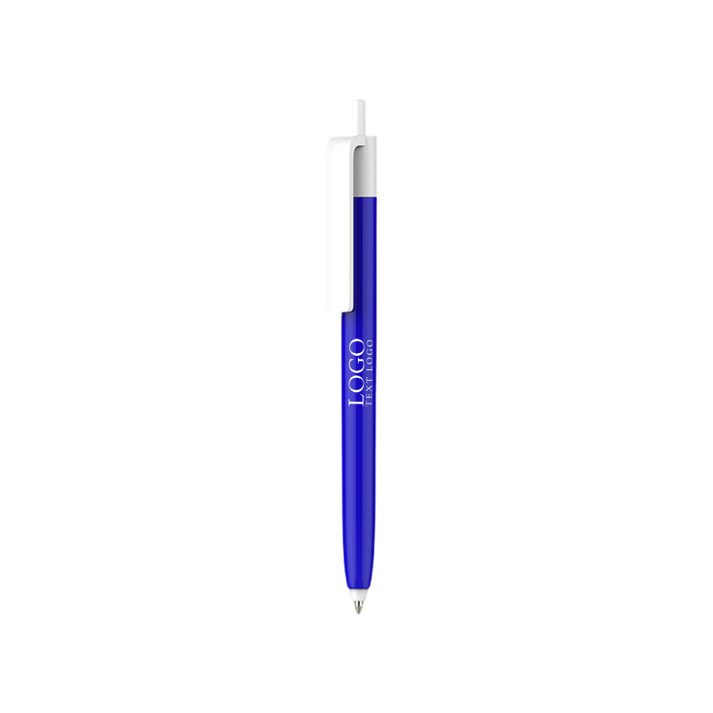 Custom Retractable Economic Cedar Click Pen blue with logo