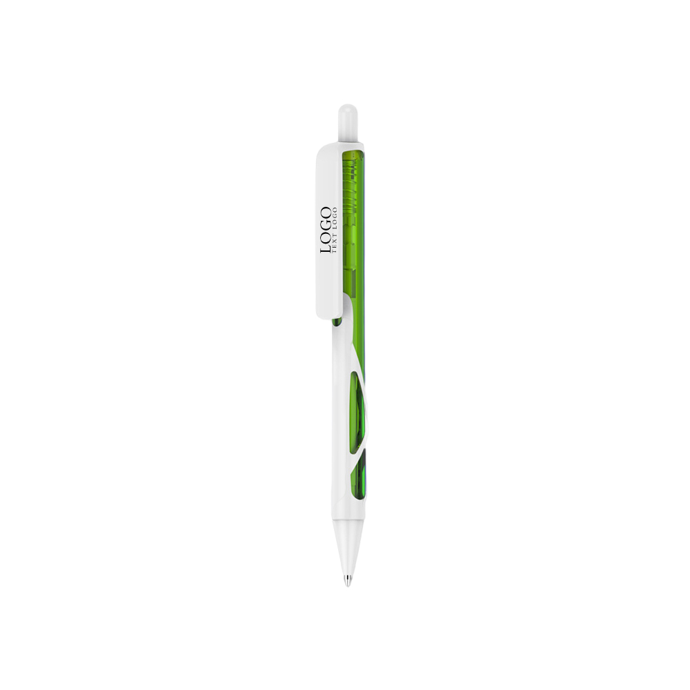 Personalized Plastic Click Action Pen With Your Logo green with logo