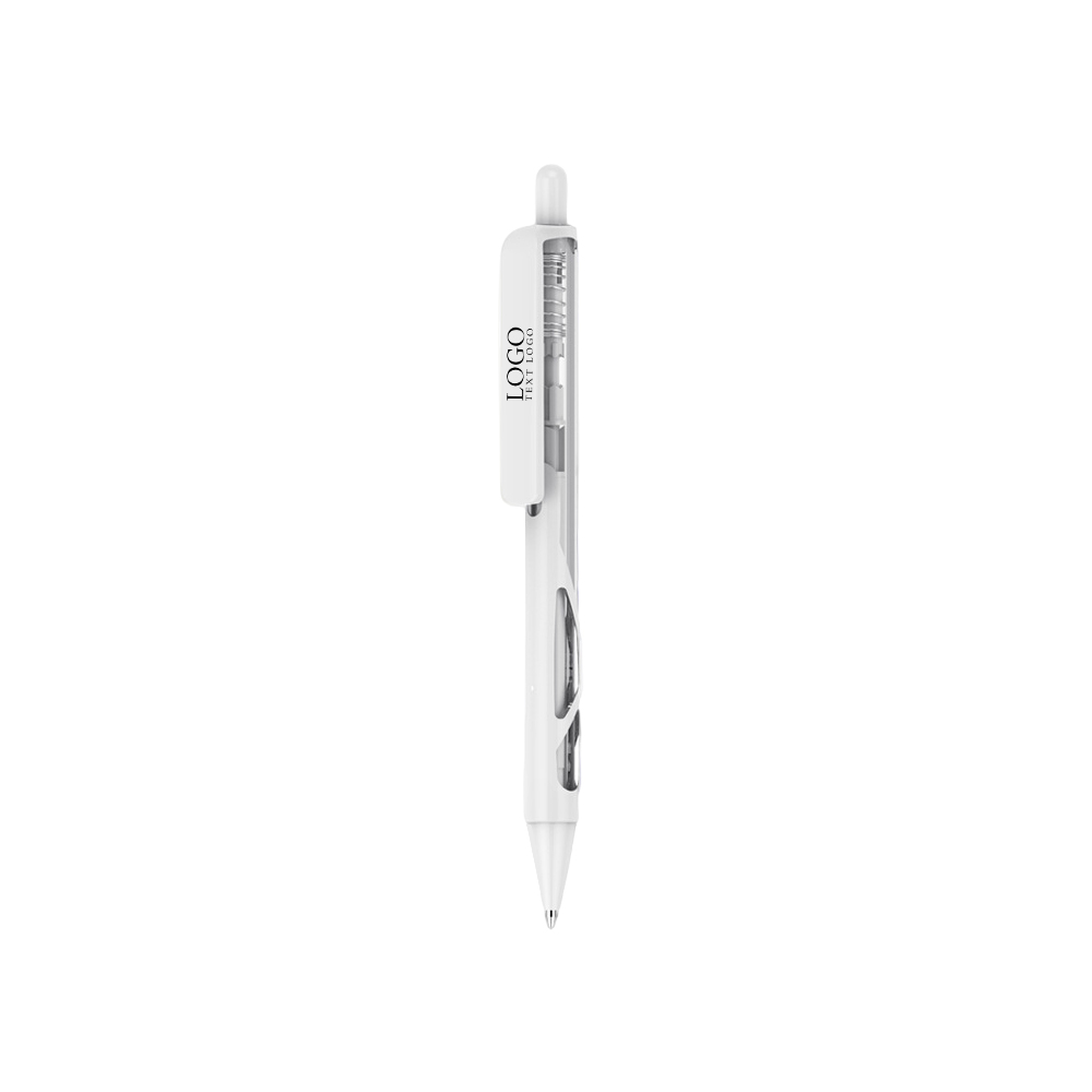 Personalized Plastic Click Action Pen With Your Logo white with logo