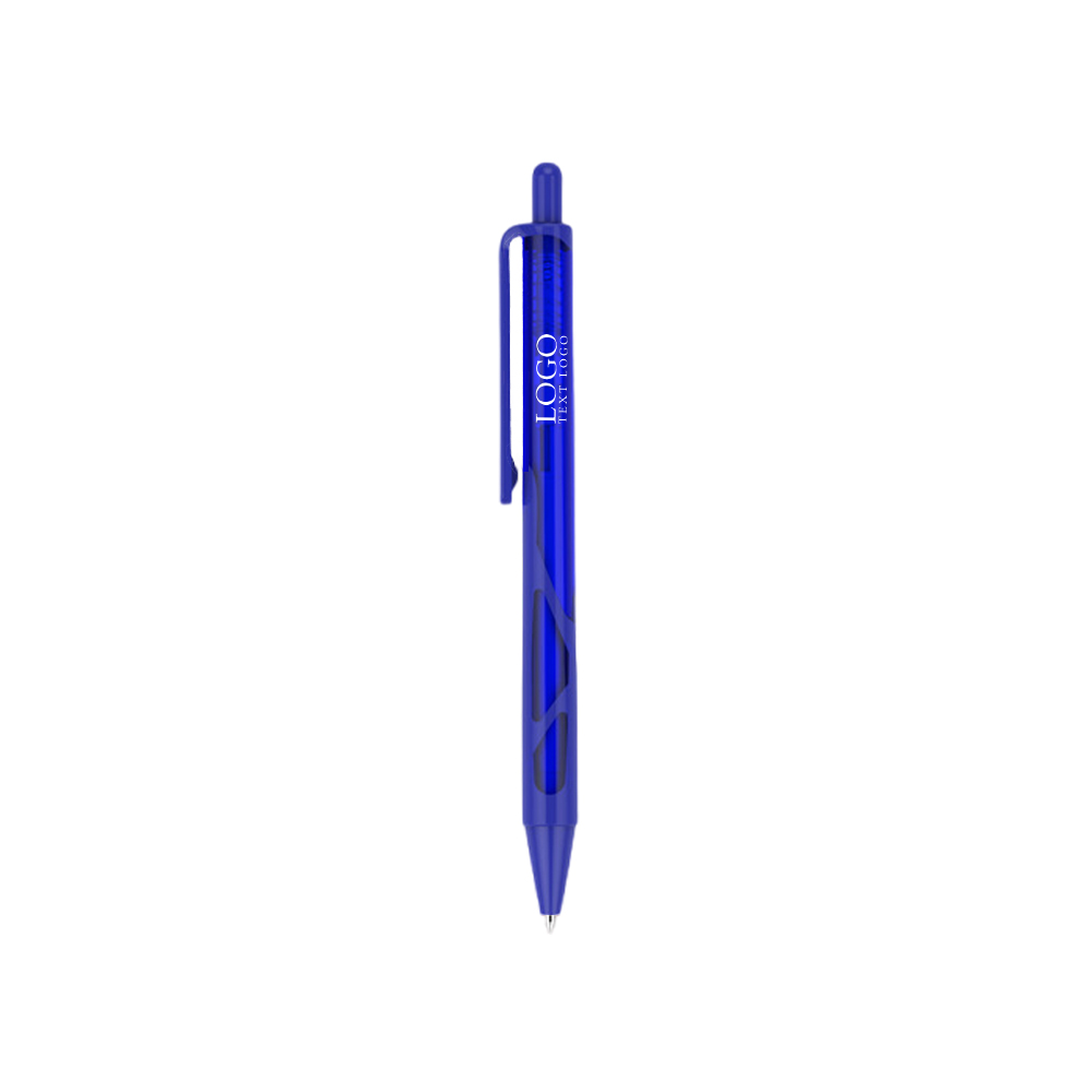 Translucent Screamer Plastic Ballpoint Pen blue with logo