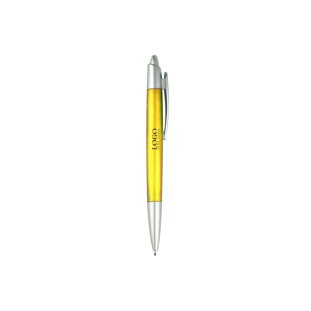 Unique Custom Plastic Click Action Pen yellow with logo