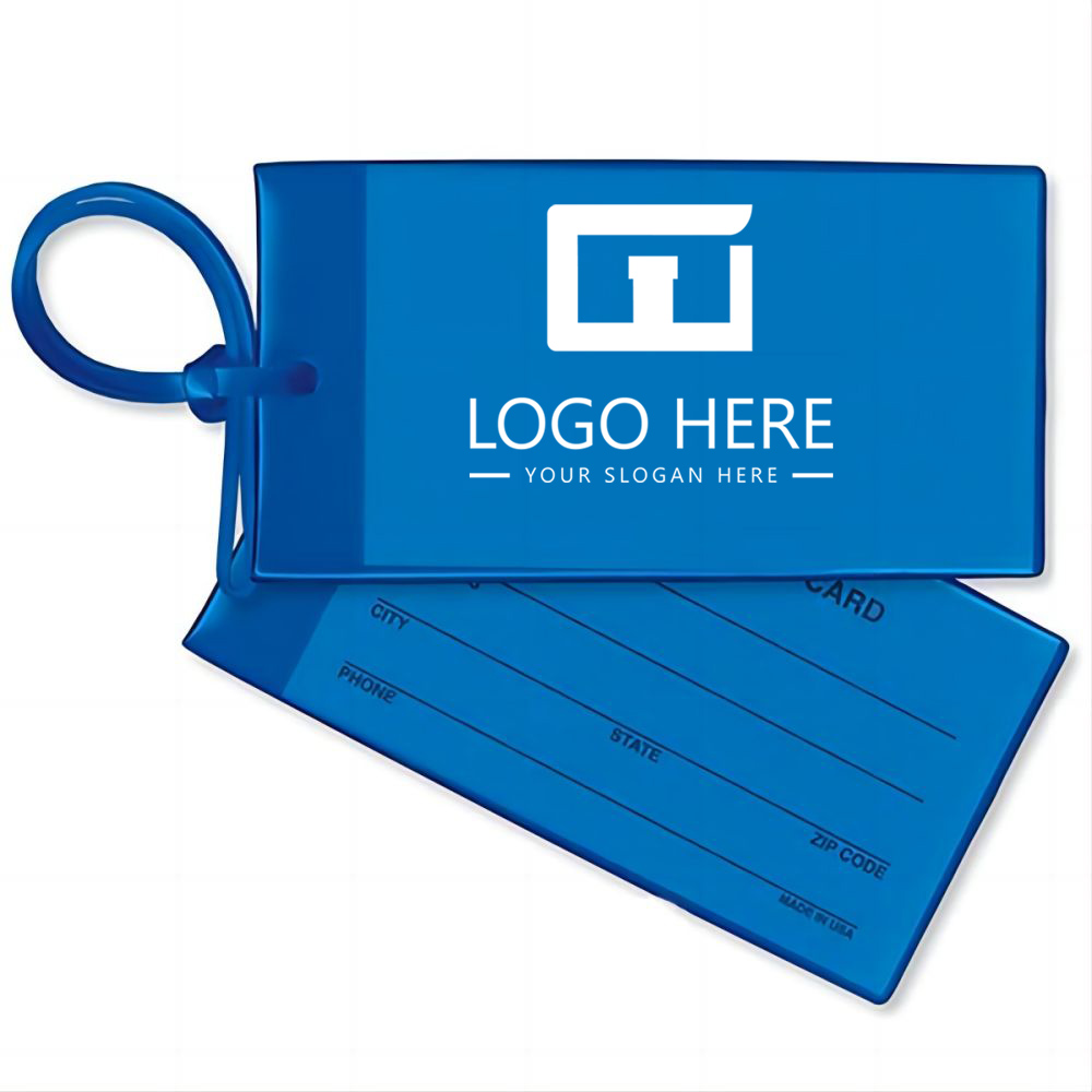 Blue Luggage Tag with Loop Strap With Logo