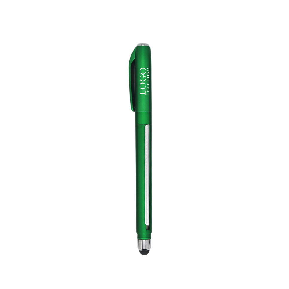 Full Color Custom Banner Pen with Stylus green with logo
