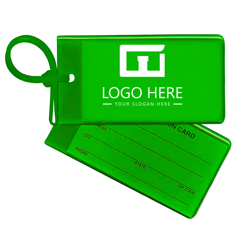 Green Luggage Tag with Loop Strap With Logo