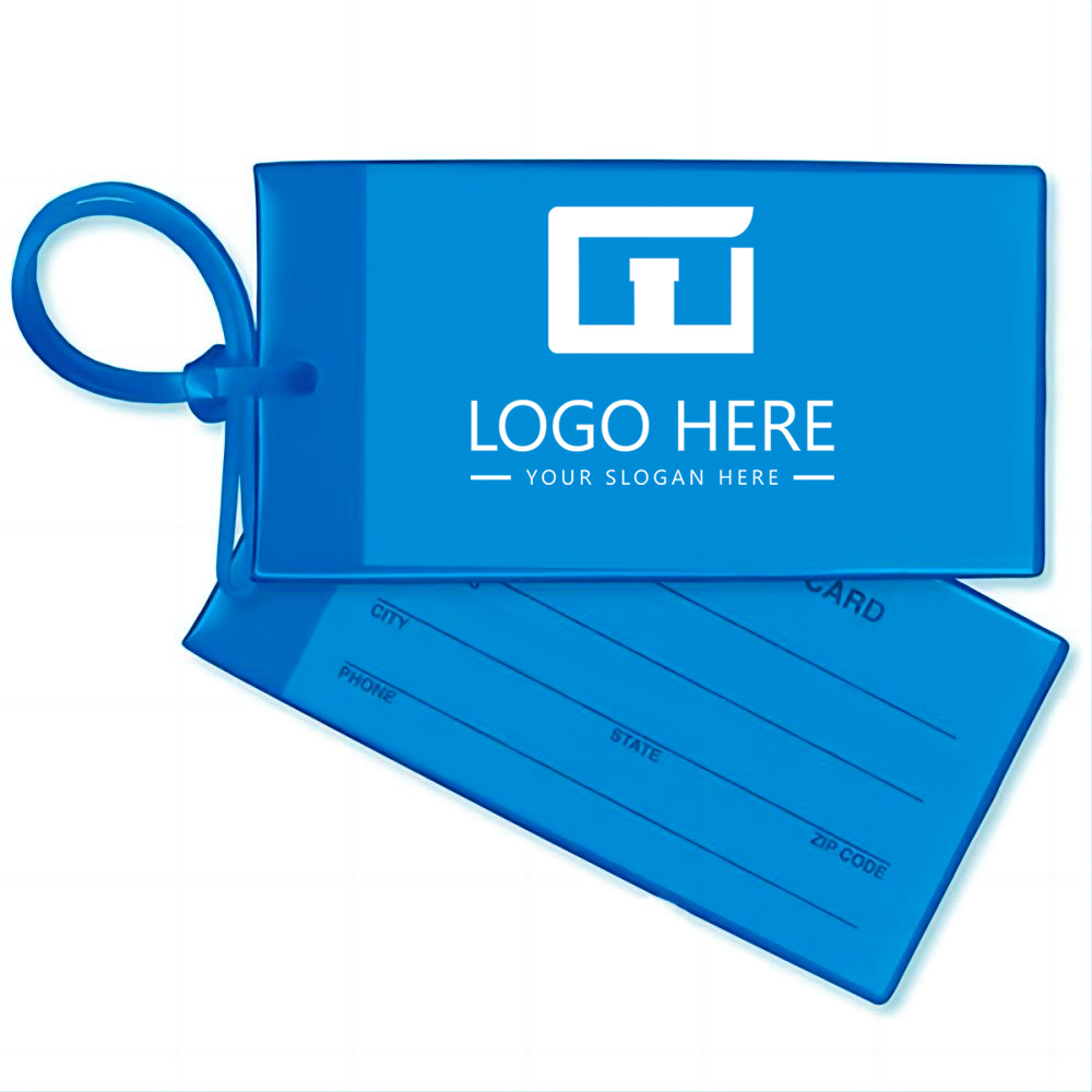 Light Blue Luggage Tag with Loop Strap With Logo