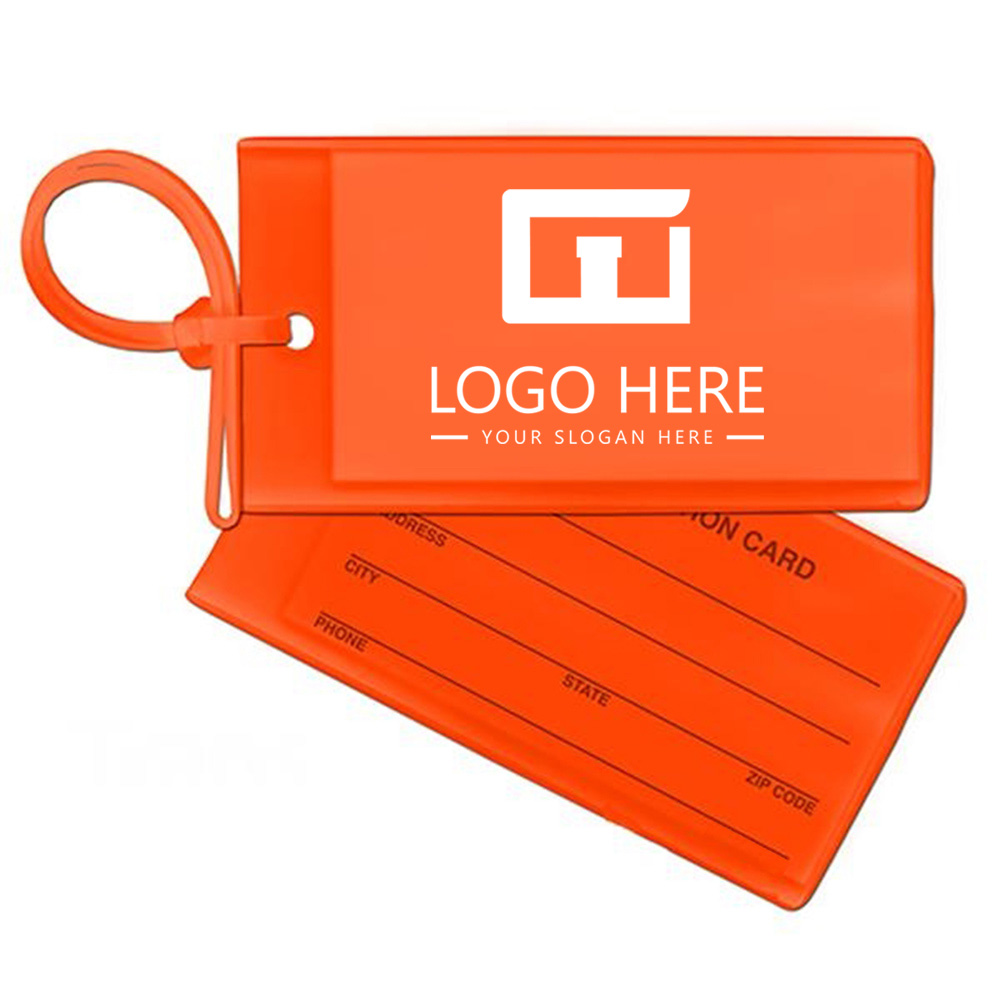 Orange Luggage Tag with Loop Strap With Logo