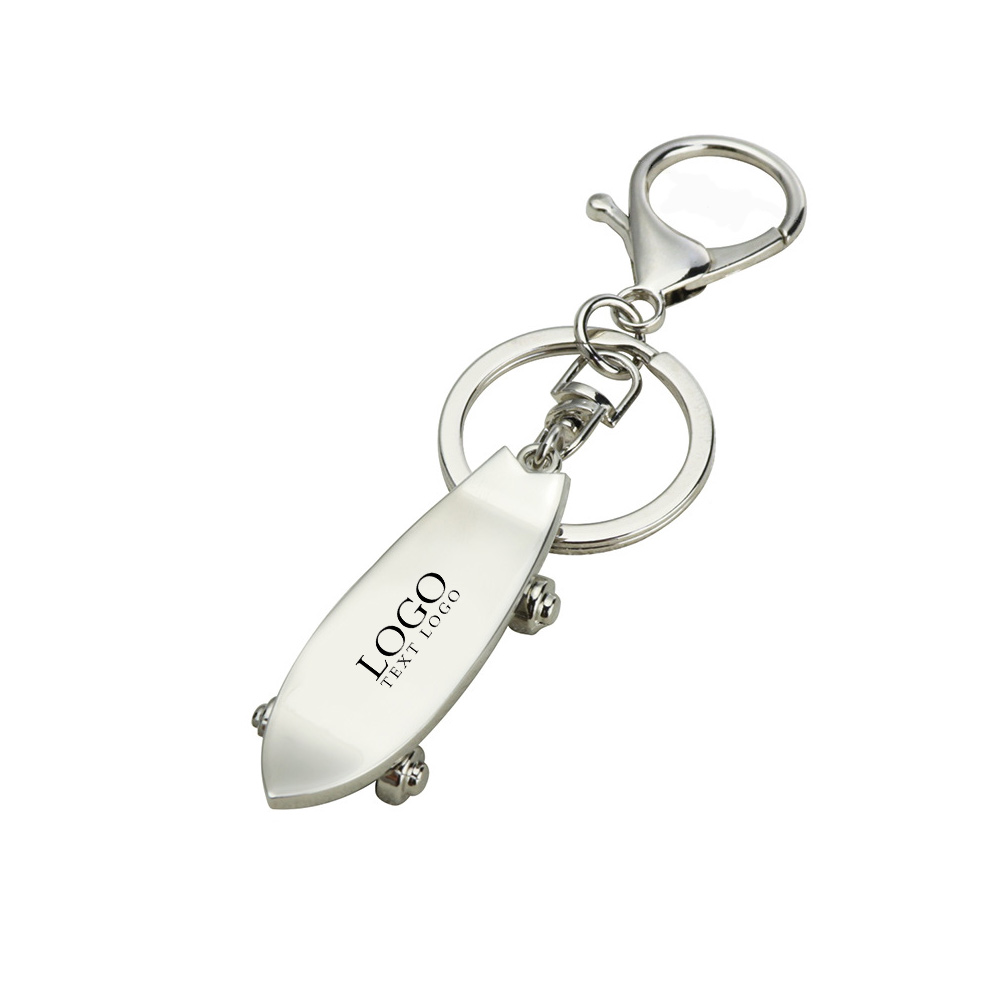 Skateboard Lock Keychain silver with logo