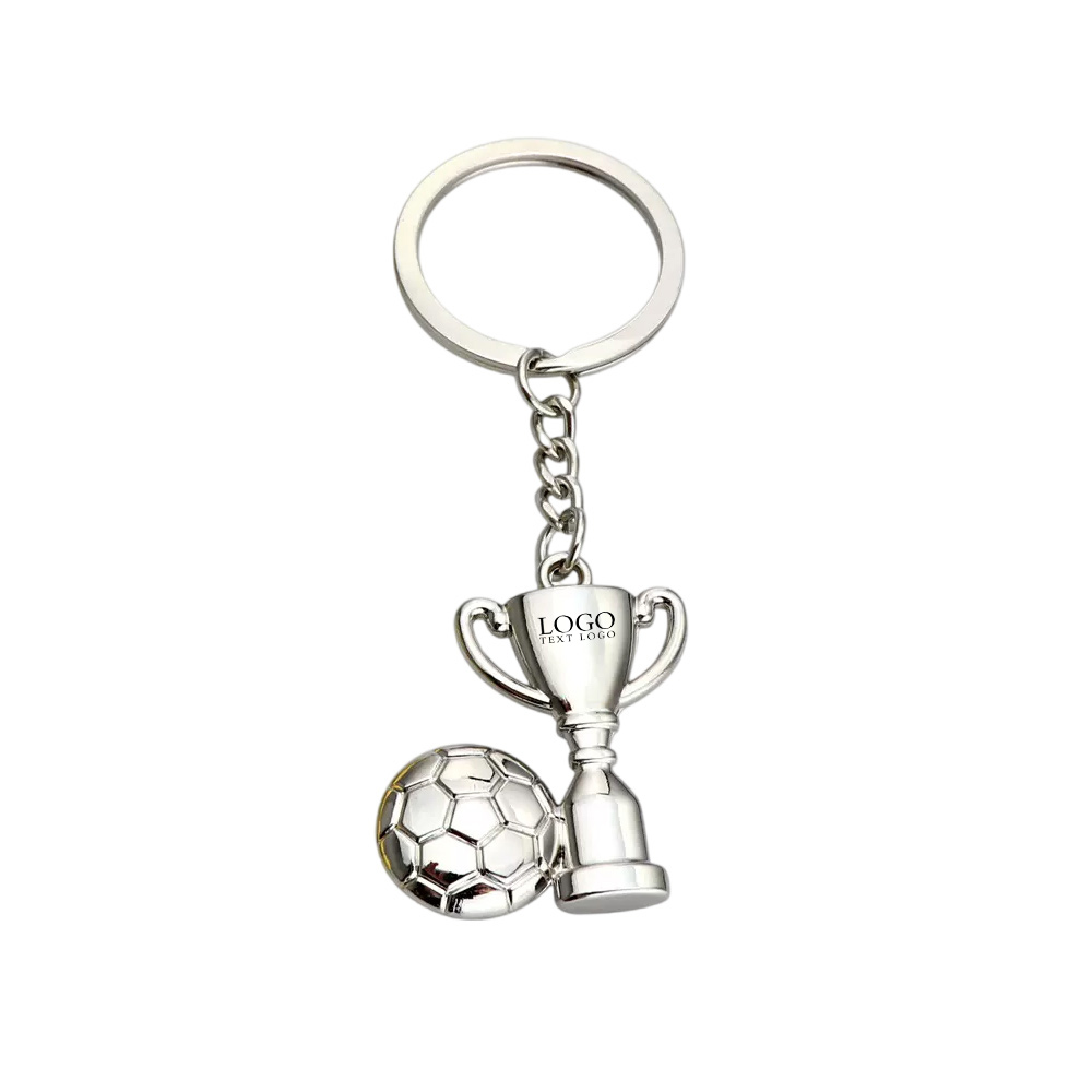 Football Metal Keychain silver with logo