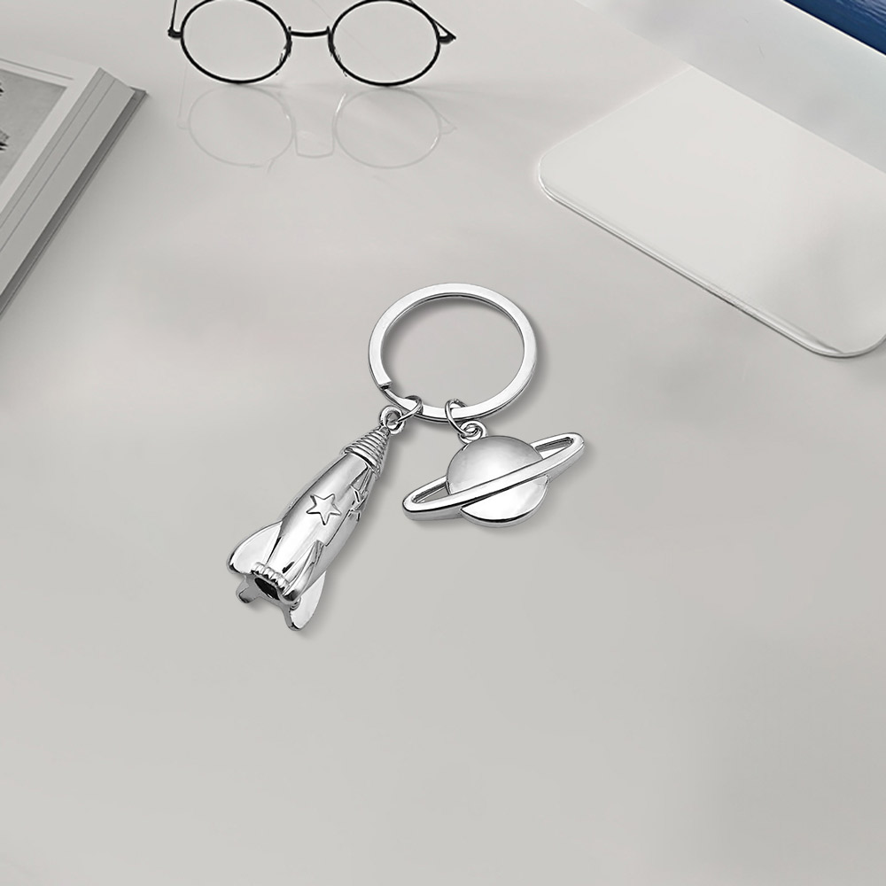 Personalized Planets and rocket keychains