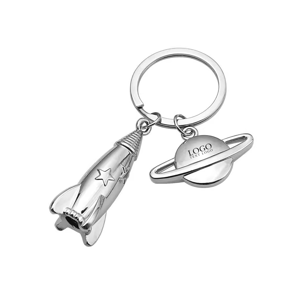 Planets and rocket keychains silver with logo