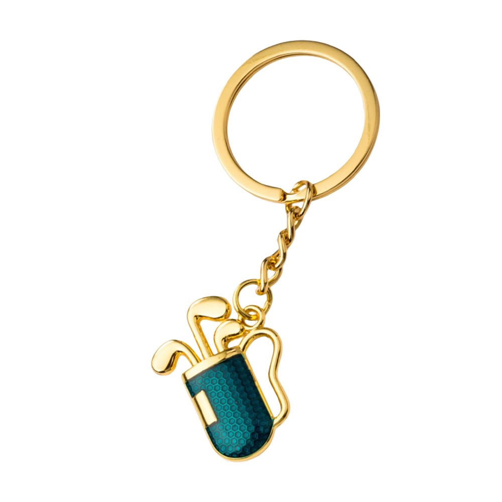 Golf Bag Keychains Gold Club Blue barrel