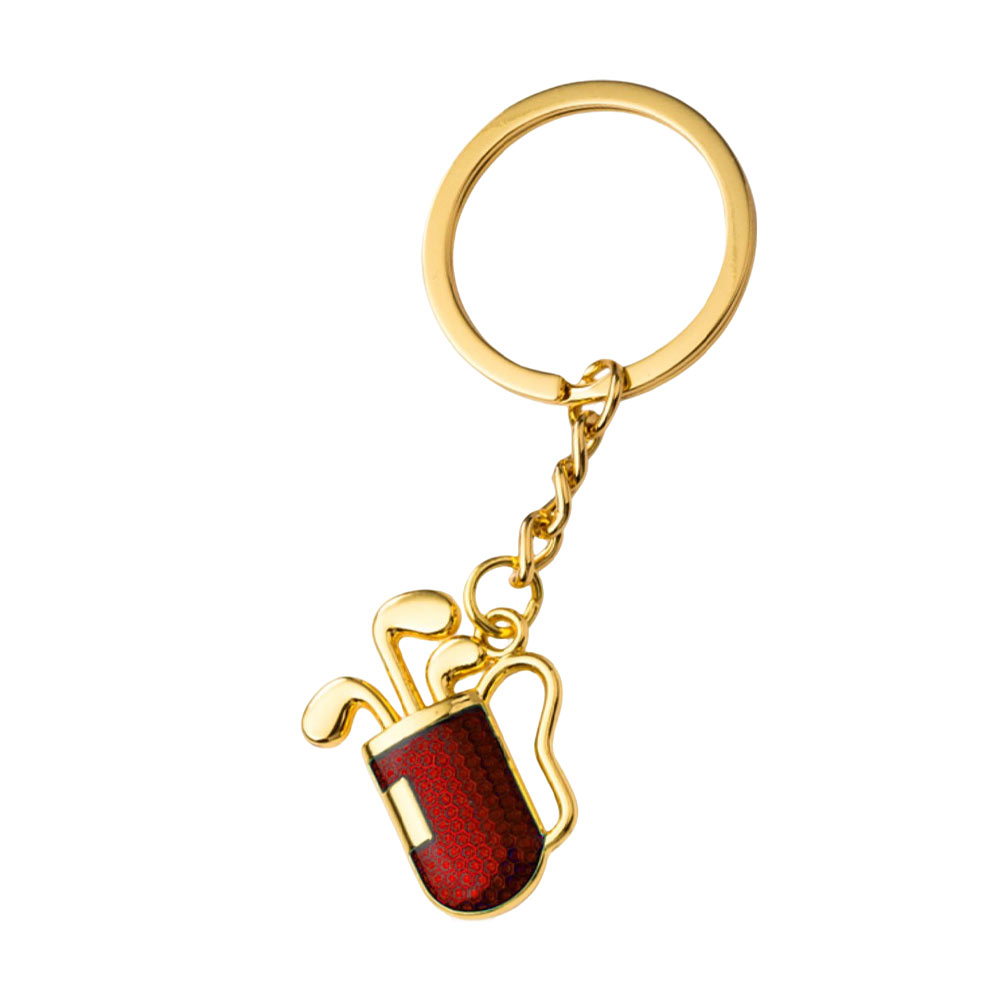 Golf Bag Keychains Gold Club red barrel