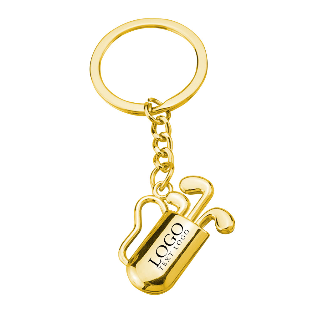 Golf Bag Keychains gold with logo