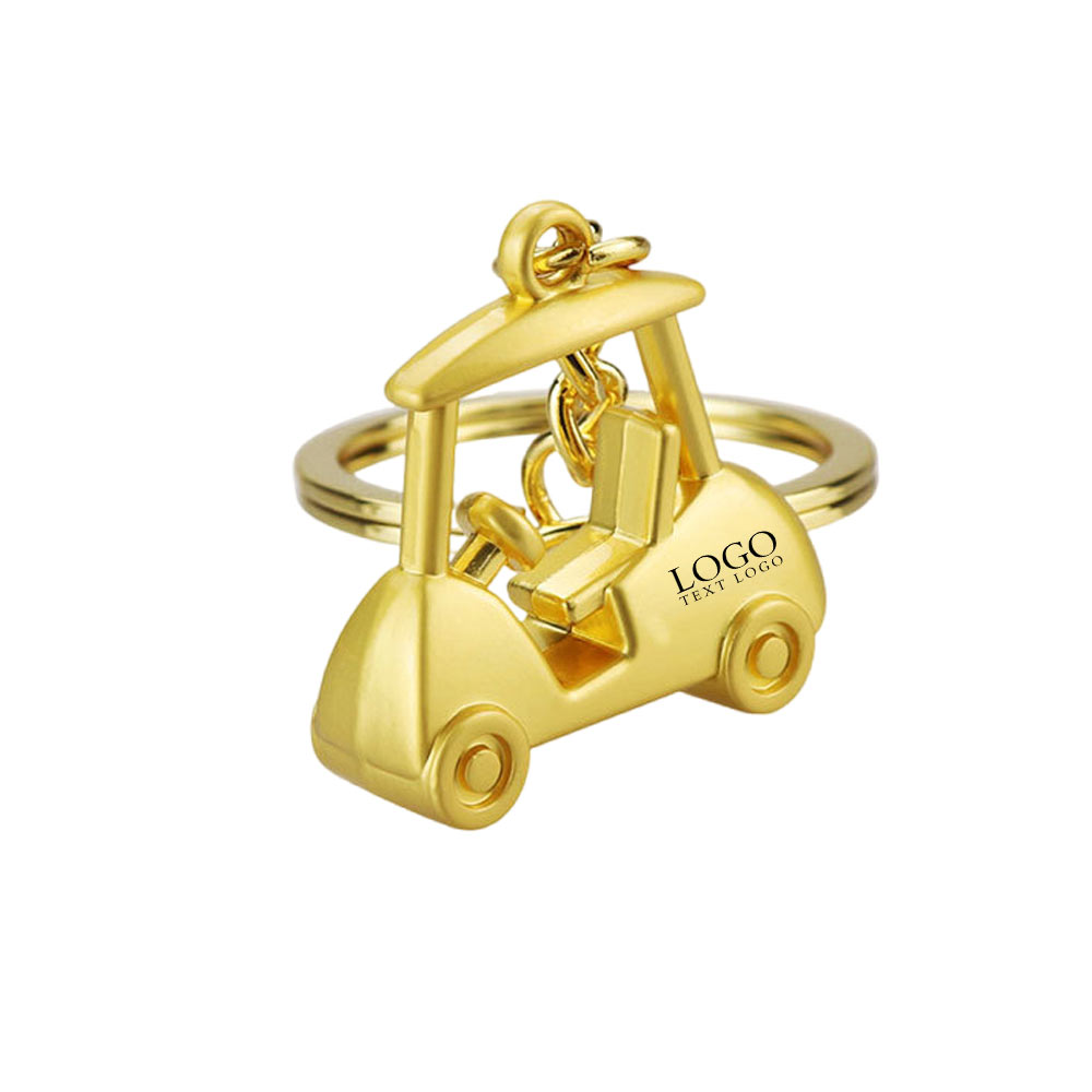 Golf sightseeing car keychain gold with logo