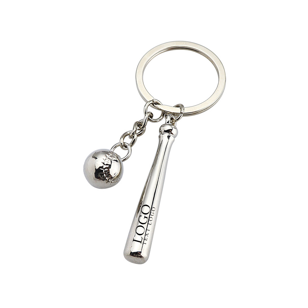 Mini Baseball Keychain silver with logo